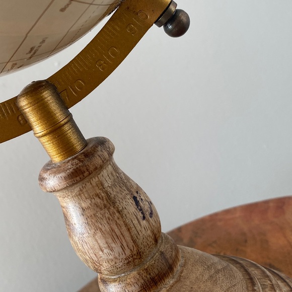 Chic Light Finish Globe on Wood Stand - Picture 7 of 8